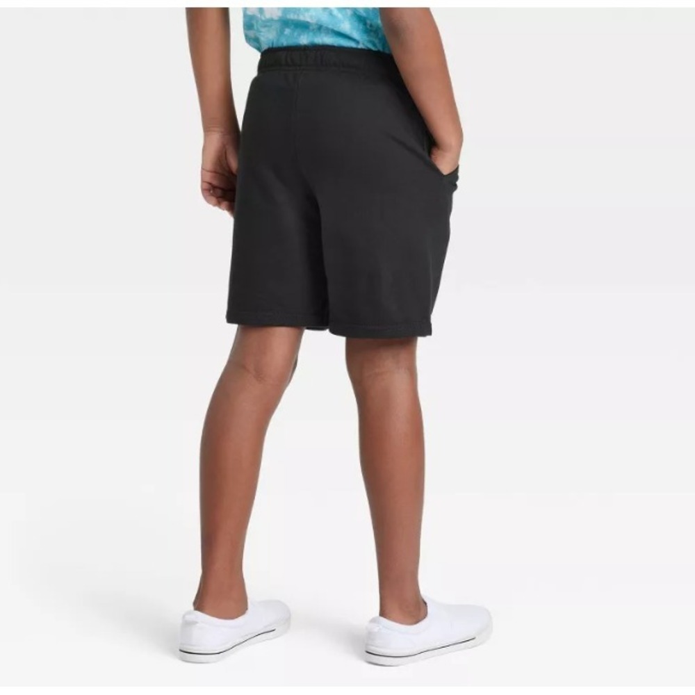 Boys' Mid-Rise Fleece Pull-On Shorts Black Size Large - Picture 2 of 2